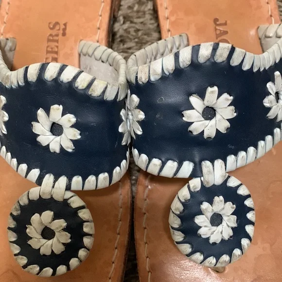 Jack Rogers woman flip flop sandal navy blue & white size 9 - Picture 3 of 7
